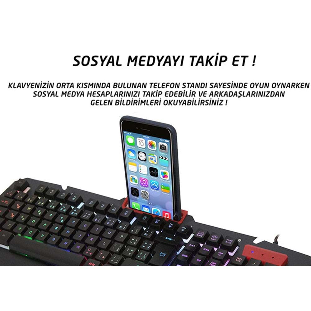 Everest Kb-R800 Metafor Usb Gökkuşağı Aydınlatmalı Q Metal Yüzey Gaming