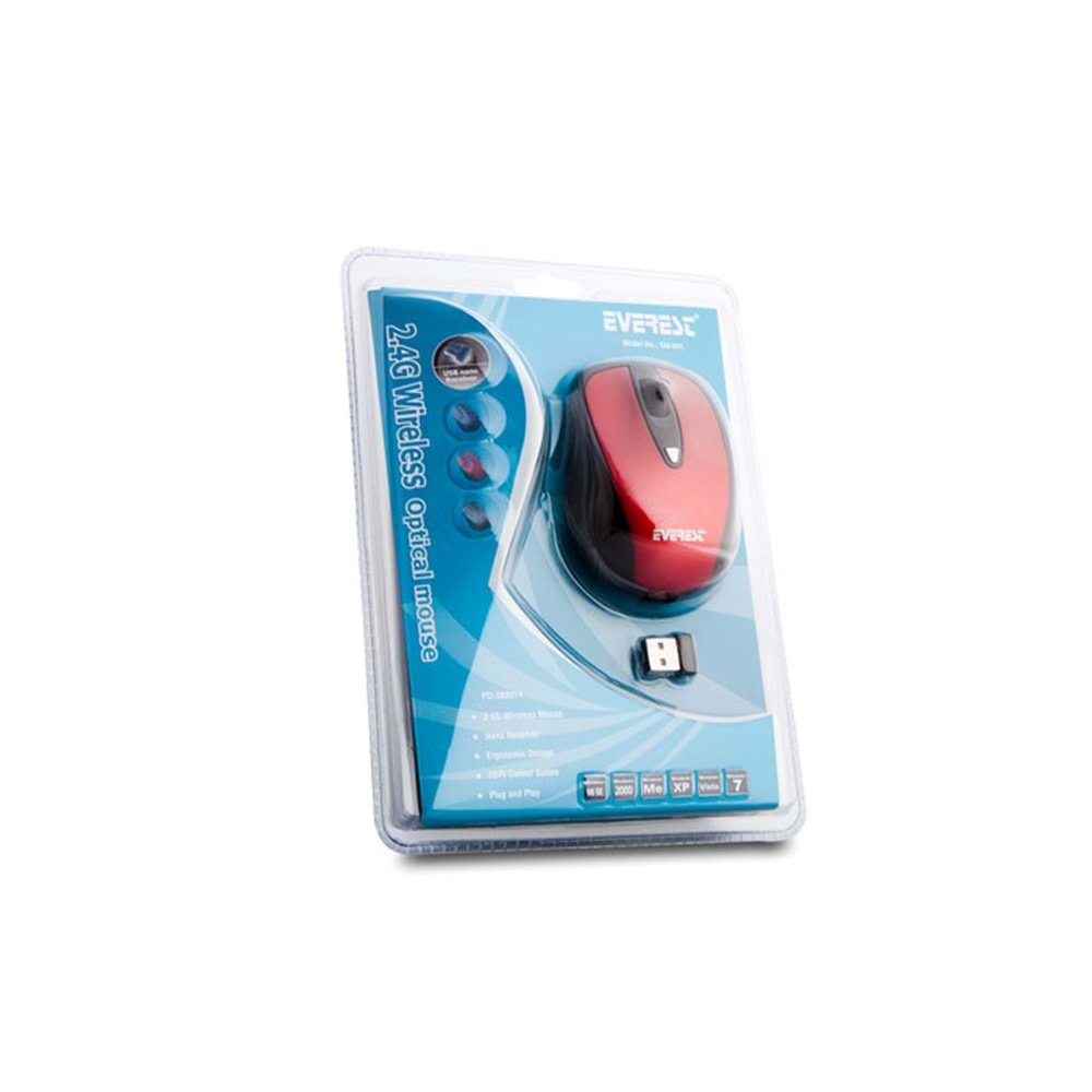 Everest Sm-901 Kırmızı 2.4Ghz Optik Kablosuz Mouse
