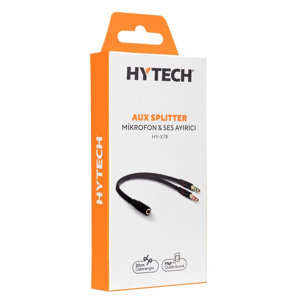 Hytech Hy-X78 Siyah 3.5Mm To Audio + Mic 0.15M Kulaklık Çevirici