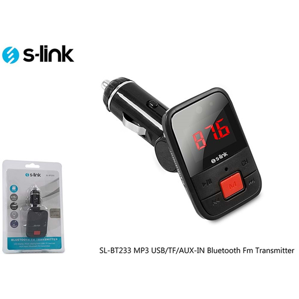 S-Link Sl-Bt233 Mp3 Usb/Tf/Aux-In Bluetooth Fm Transmitter