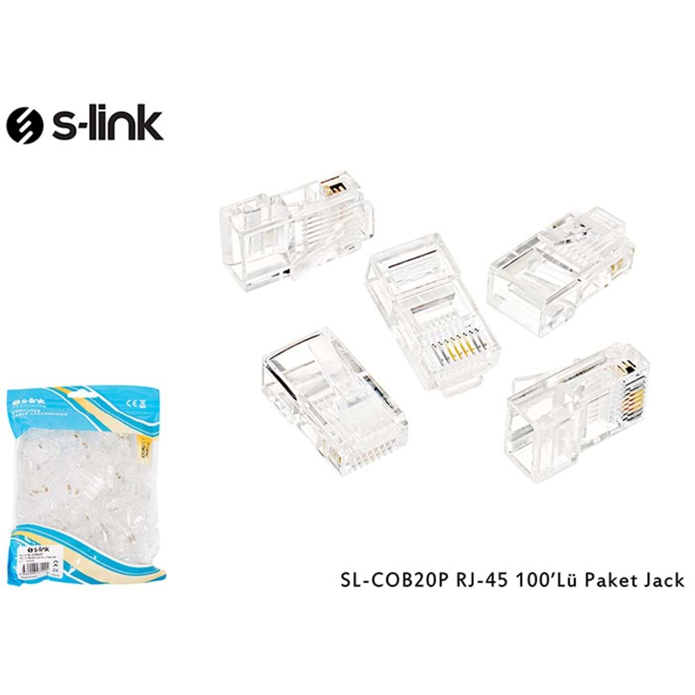 S-Link SL-COB20P RJ-45 100 Lü Paket Yeni nesil Jack UTP