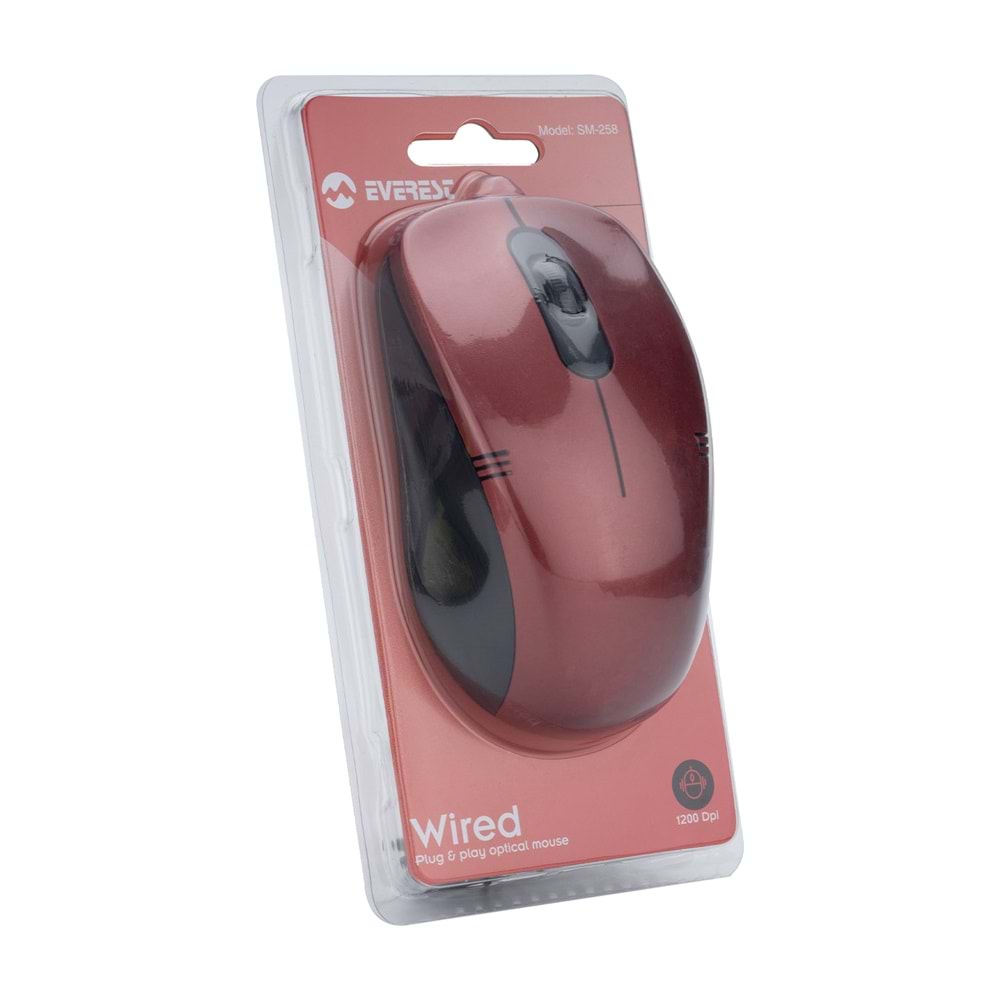 Everest SM-258 Usb Siyah 1200dpi Optik Kablolu Mouse