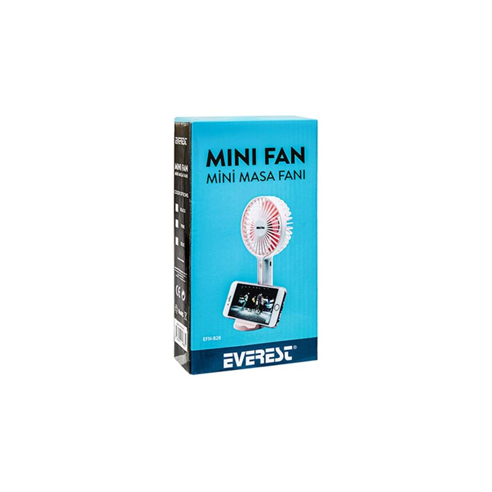 Everest EFN-828 Masaüstü Taşınabilir Şarjlı Siyah 1200mAh Bataryalı Fan