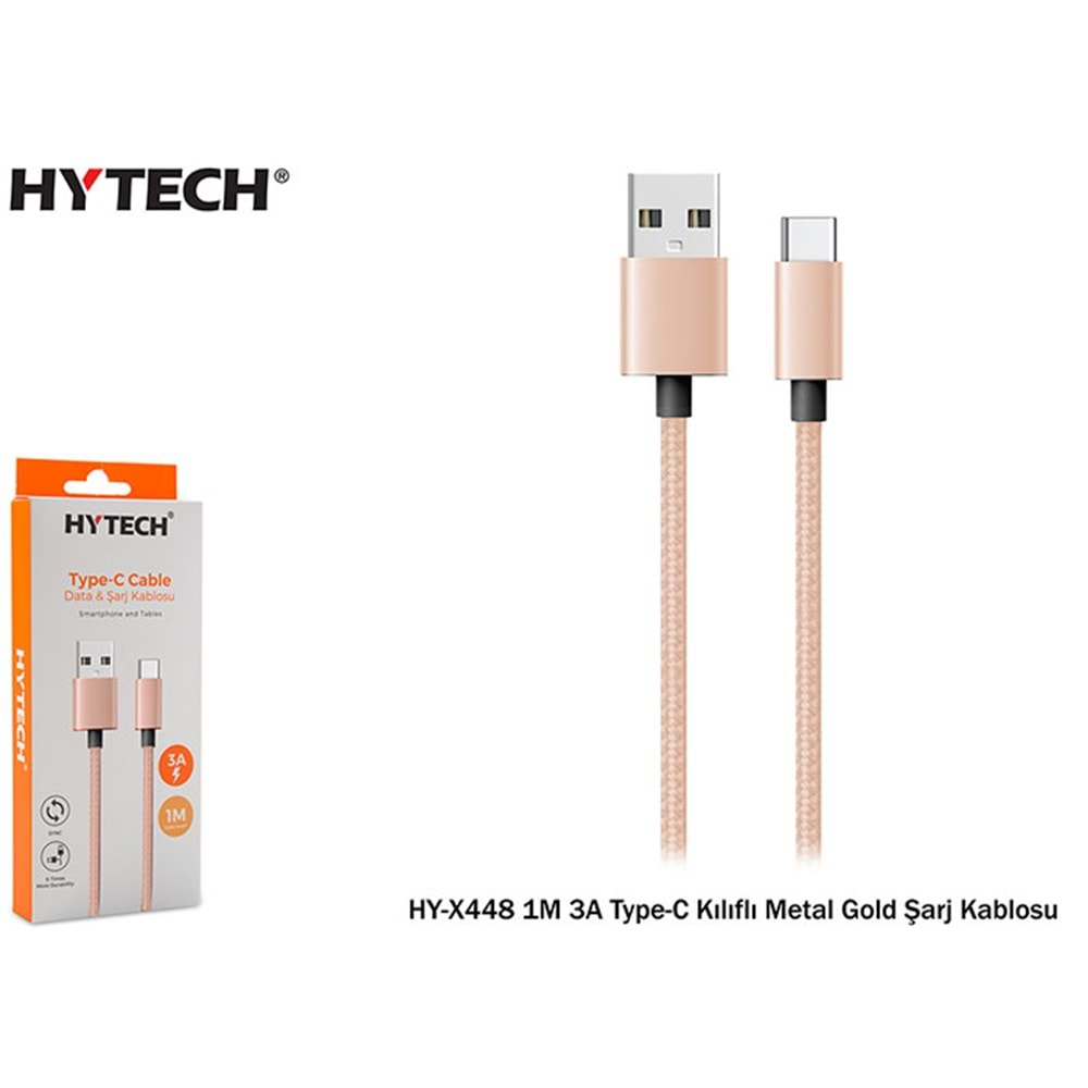 Hytech HY-X448 1M 3A Type-C Metal Kılıflı Gold