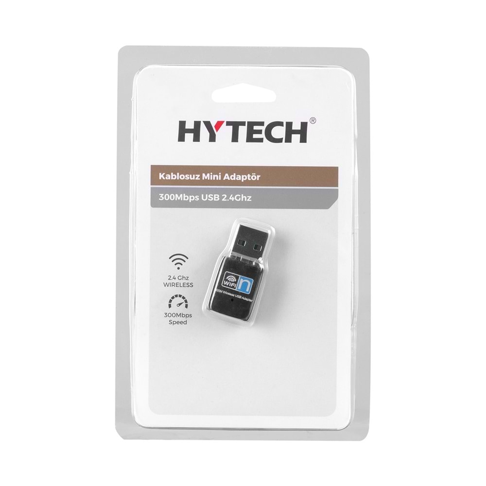 Hytech HY-300N 2.4GHz 300Mbps(2T2R) 2dBi Dahili Antenli Usb Kablosuz Mini Adaptör