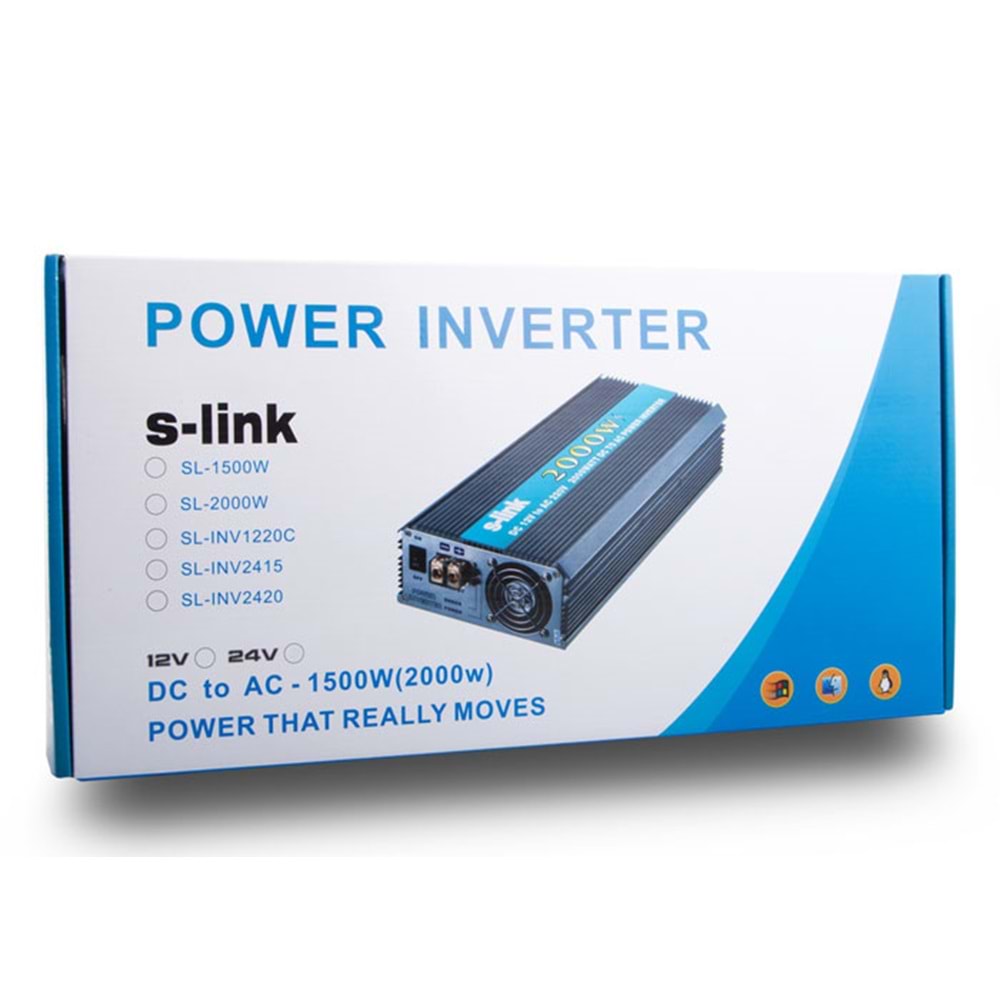 S-link SL-1500W 1500W DC12V-AC230V İnverter