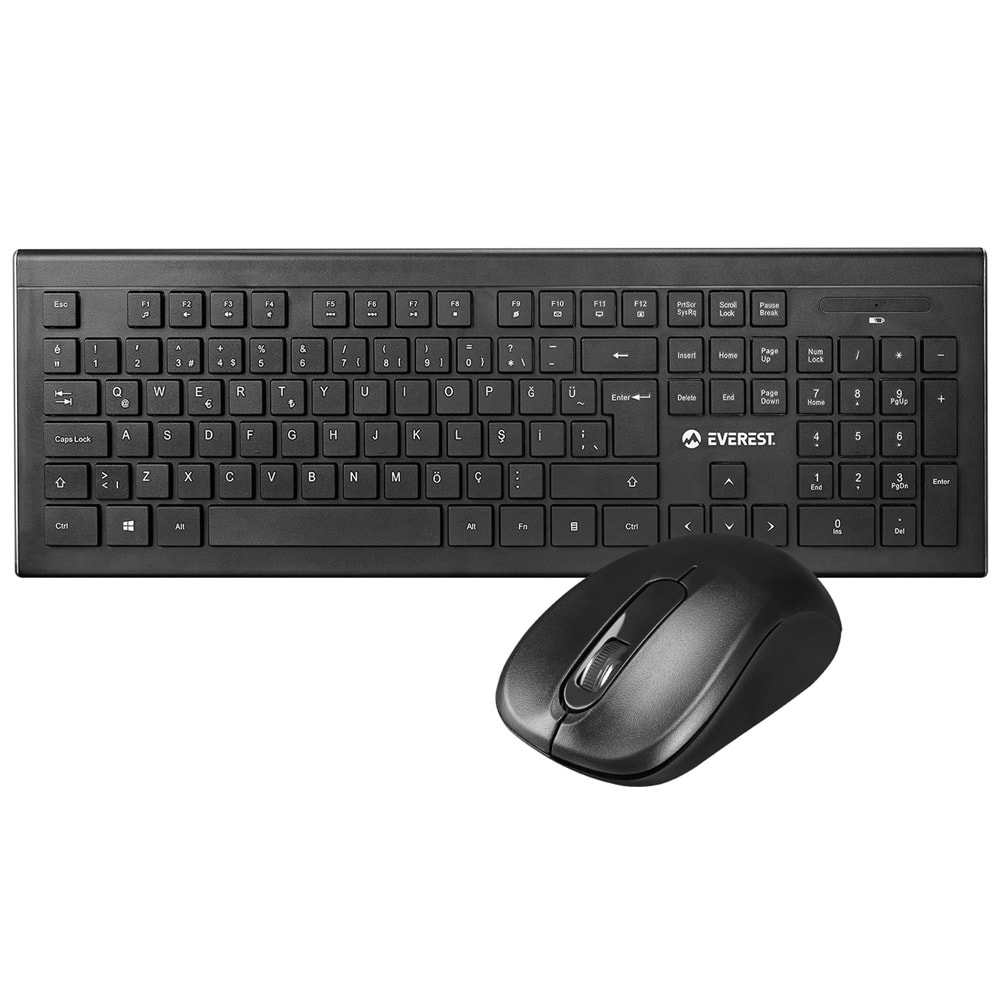 Everest KM-9675 Siyah Kablosuz 1600dpi Q Standart Klavye + Mouse Set