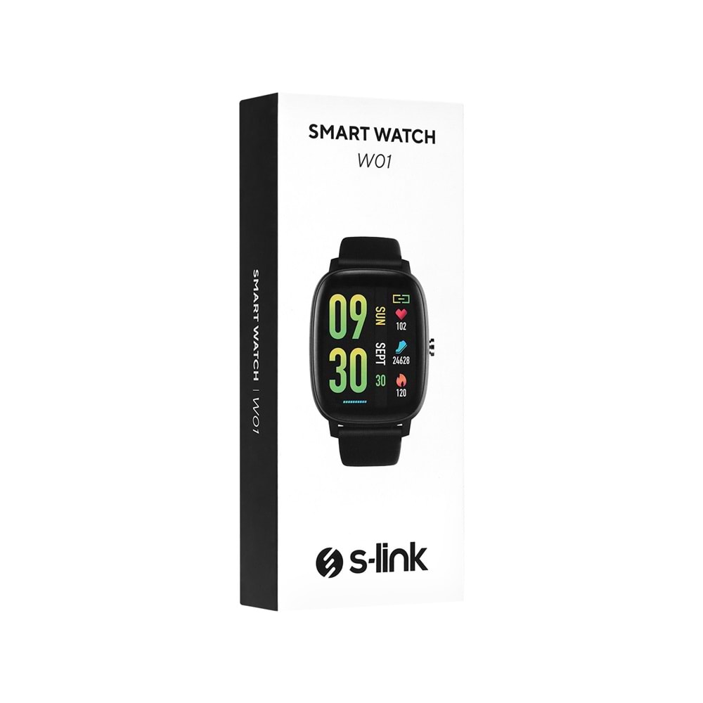 S-Link W01 DaFit Uyumlu+ Bluetooth 1.7 Ekran 200mAh Bataryalı Siyah Akıllı Saat/ Smart Watch