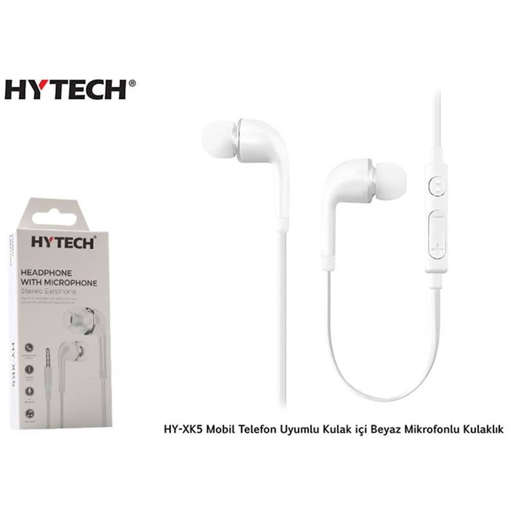 Hytech HY-XK5 Mobil Telefon Uyumlu Kulak içi Beyaz Mikrofonlu Kulaklık