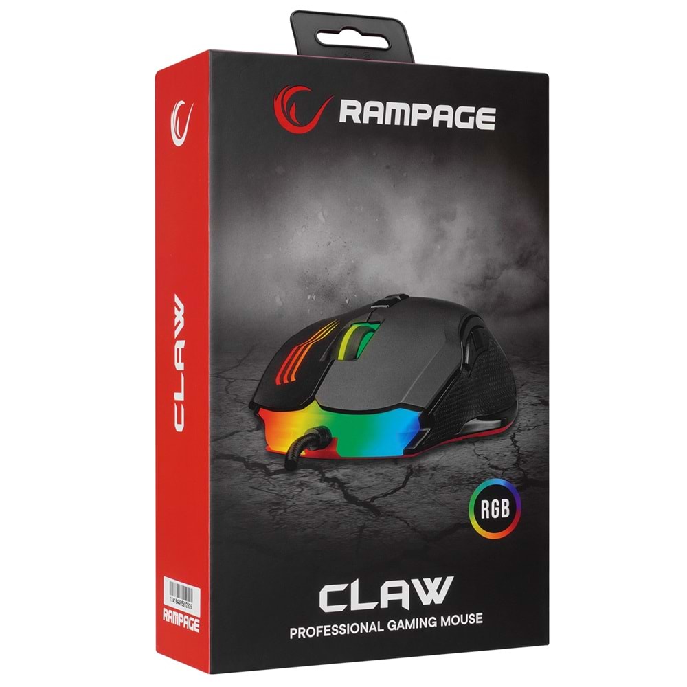 Rampage SMX-G38 CLAW Usb 7 Makro Tuşlu 7200dpi RGB Ledli Gaming Oyuncu Mouse