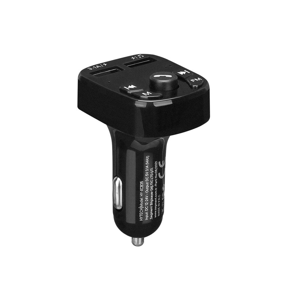 Hytech HY-XCB35 Çift USB 5V 3.1A LED Ekran USB Siyah Bluetooth Fm Transmitter