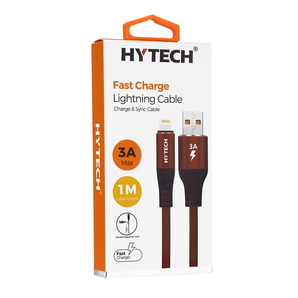 Hytech HY-X310 3A iPhone Lightning 1M, Kırmızı Şarj Kablosu