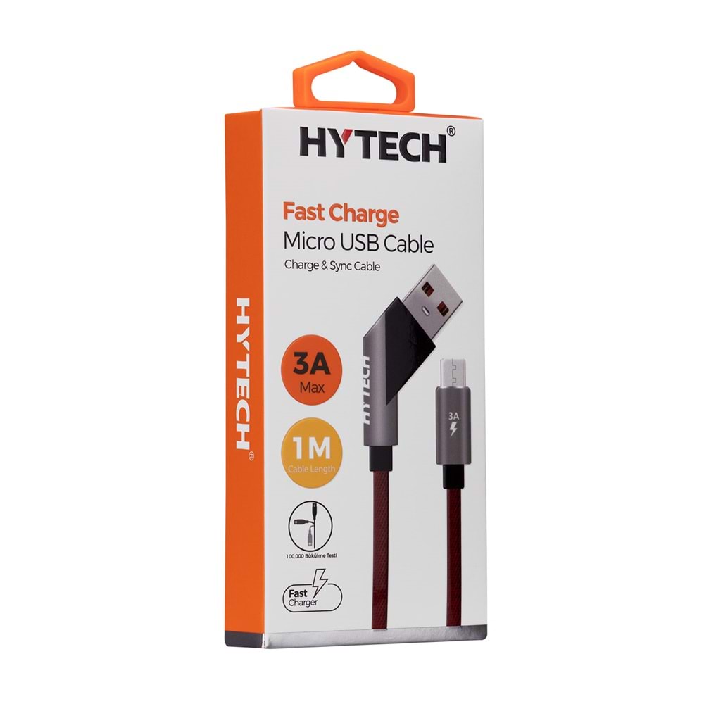 Hytech HY-X215 3A Micro Usb 1m Kırmızı Data + Sarj Kablosu