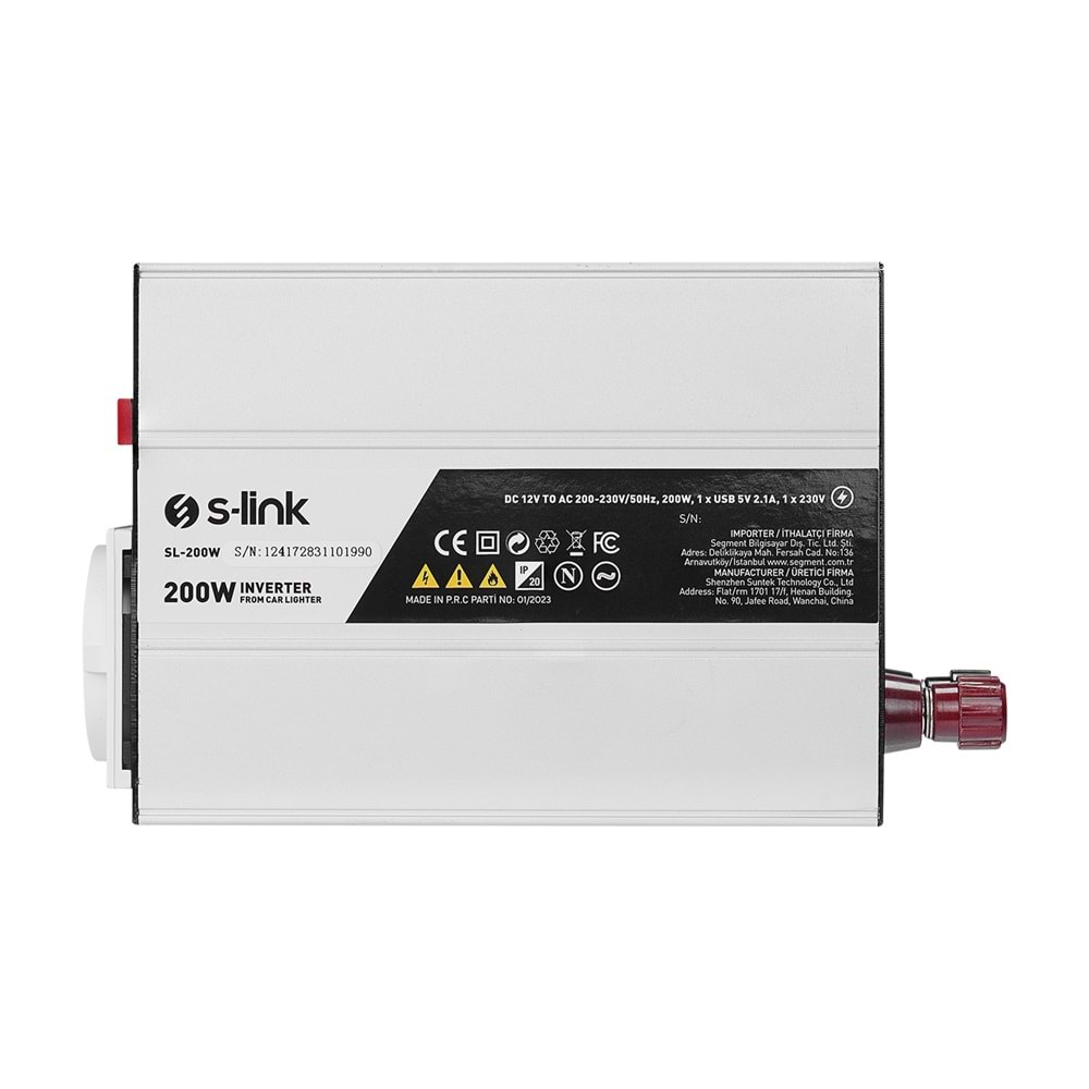 S-link SL-200W-12L 200W DC12V-AC230 Çakmaktan Power Inverter