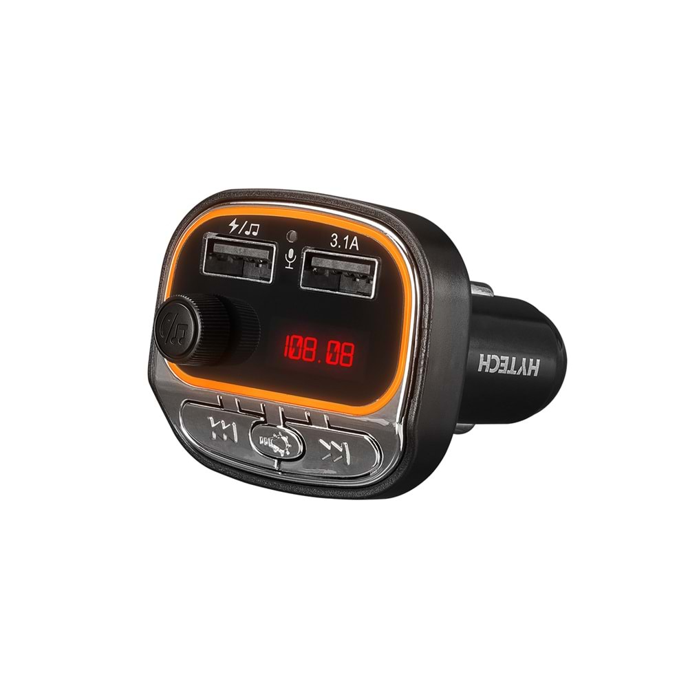 Hytech HY-XCB40 Çift USB 5V 3.1A Rainbow Işıklı Led Ekran TF Kartlı V5.0 Bluetooth Fm Transmitter