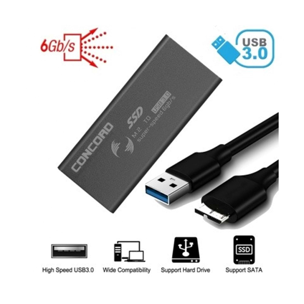 Concord C-898 SSD kutu M.2 TO USB 3.0 Alüminyum Kasa NGFF SATA M.2 SSD Uyumlu