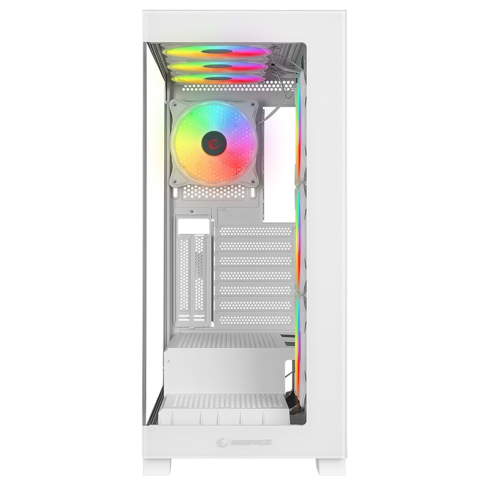 Rampage HYDRA V3 WHITE Temperli Camlı Beyaz 7*12cm RGB Fan ATX Mid-T Exclusive Gaming Oyuncu Kasası