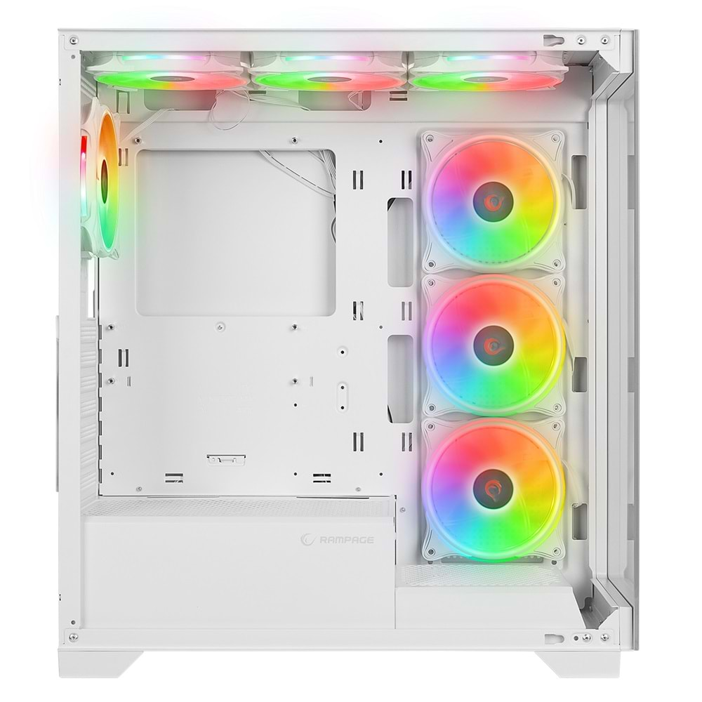 Rampage HYDRA V3 WHITE Temperli Camlı Beyaz 7*12cm RGB Fan ATX Mid-T Exclusive Gaming Oyuncu Kasası