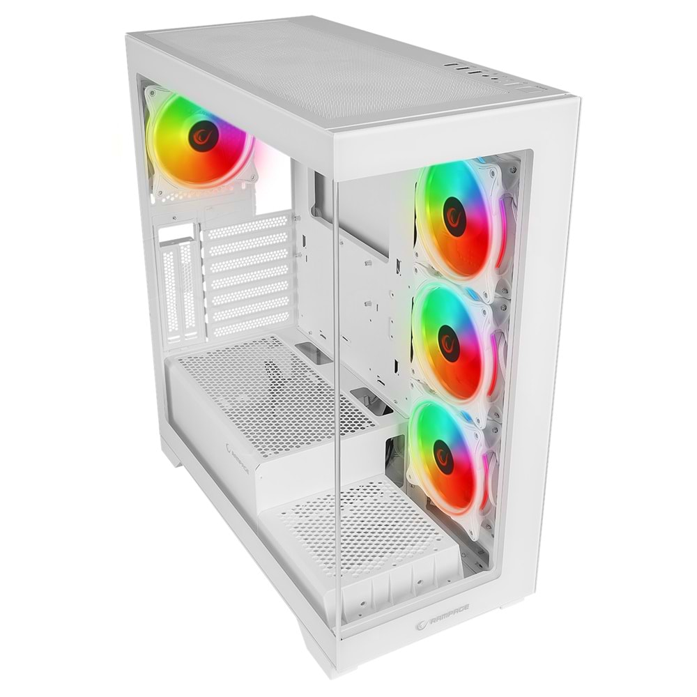 Rampage HYDRA V3 WHITE Temperli Camlı Beyaz 7*12cm RGB Fan ATX Mid-T Exclusive Gaming Oyuncu Kasası