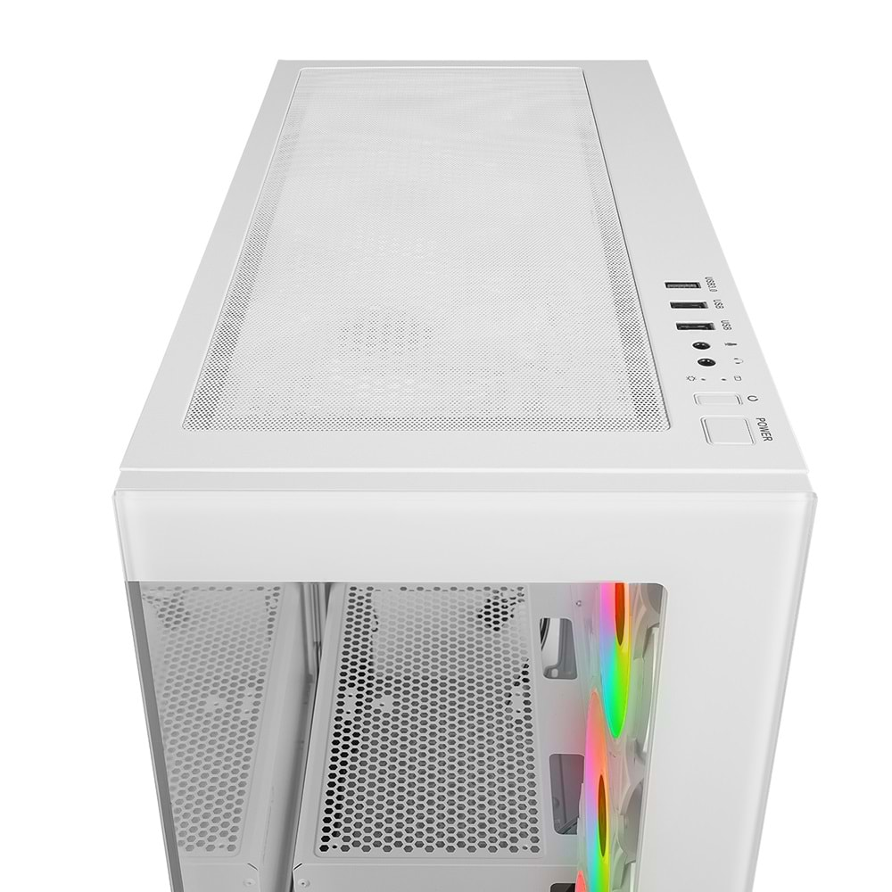 Rampage HYDRA V3 WHITE Temperli Camlı Beyaz 7*12cm RGB Fan ATX Mid-T Exclusive Gaming Oyuncu Kasası