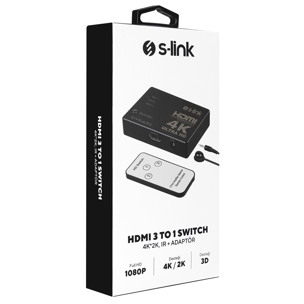 S-link SL-HSW73 HDMI 3in1 Otomatik 3Li Metal Switch