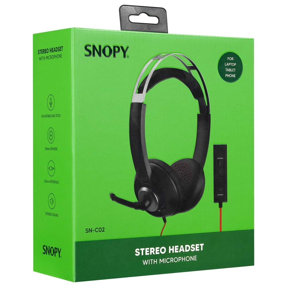 Snopy SN-C02 USB Stereo Ofis-Call Center-Toplantı Siyah Profesyonel Mikrofon+Kulaklik