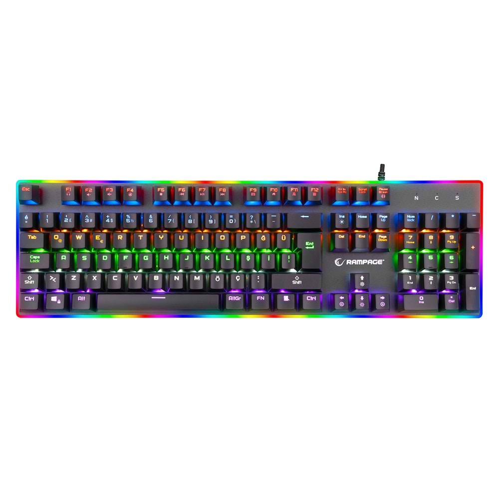 Rampage BYGAME-K1 RGB Led Frame Rainbow Mekanik Red Switch Gaming Oyuncu Klavyes
