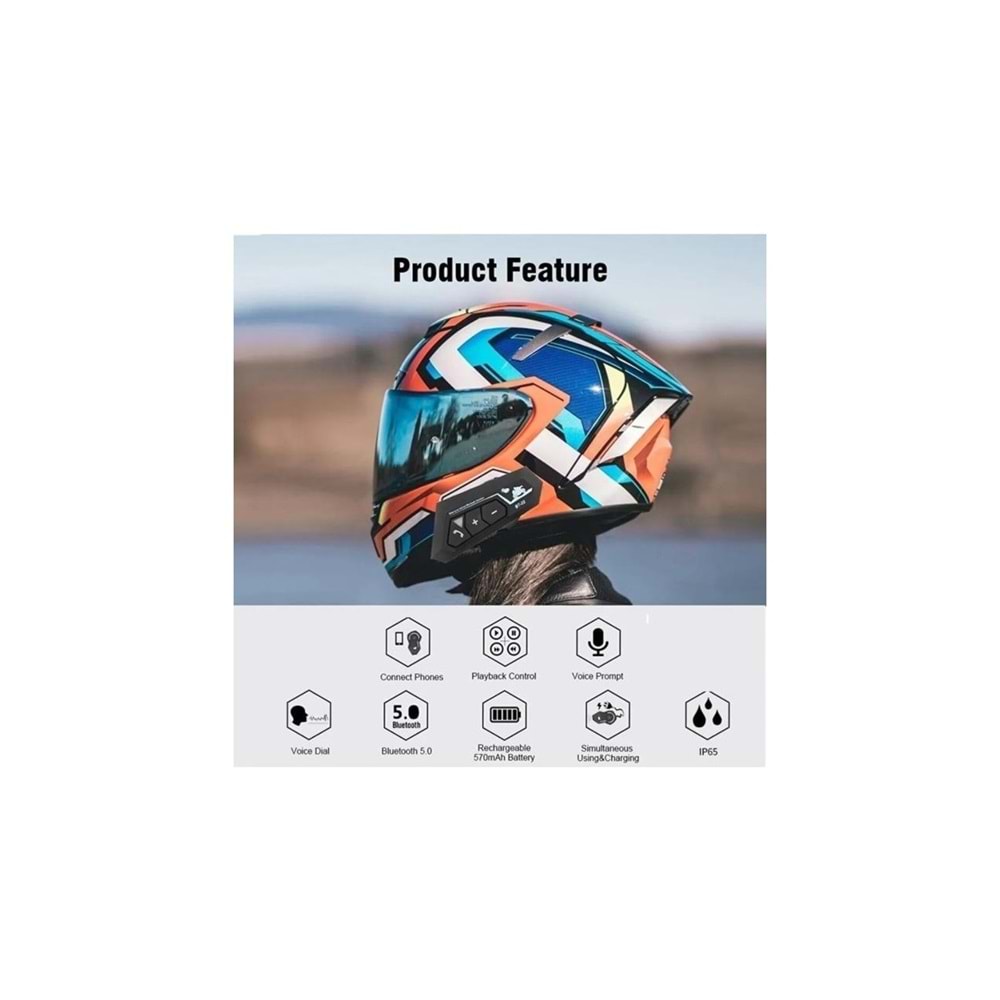 Torima BT22 Bluetooth Motosiklet Kulaklığı Intercom Siyah Motorsiklet Kulaklık