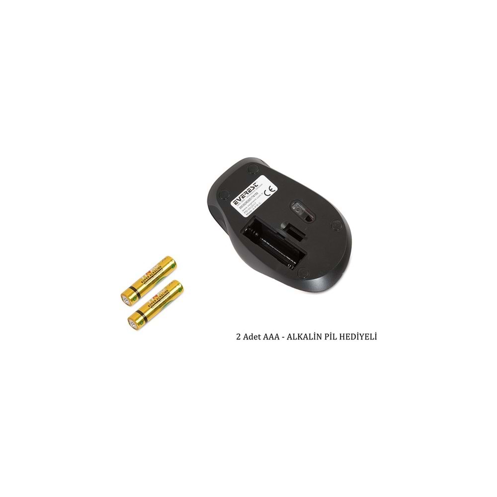 Everest SM-360 Usb Kırmızı 3D Optik Süper Sessiz Alkalin Pil Kablosuz Mouse