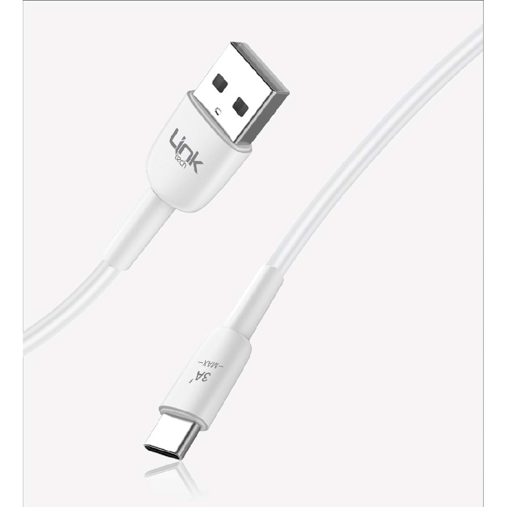 Link Tech K602 Beyaz Safe Fast 1m 3A USB-A Tip-C Şarj Kablosu