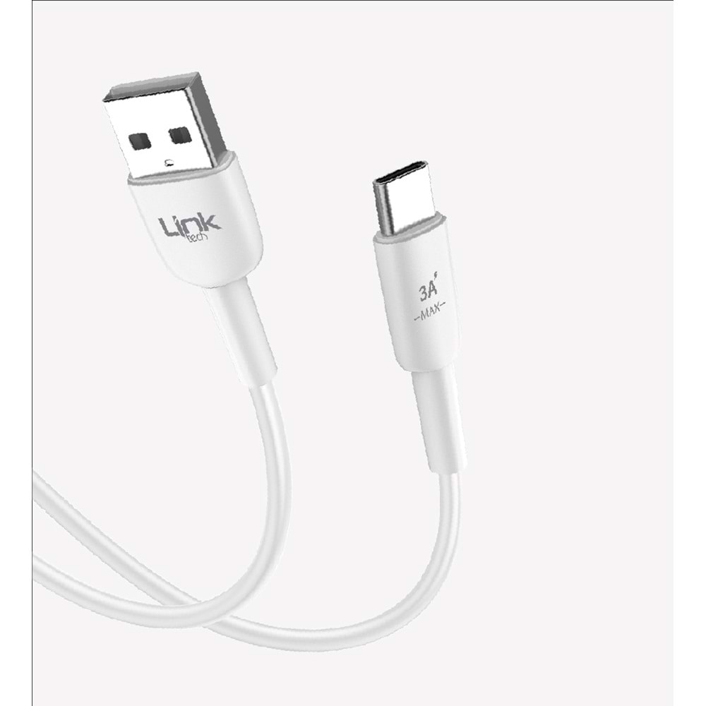 Link Tech K602 Beyaz Safe Fast 1m 3A USB-A Tip-C Şarj Kablosu