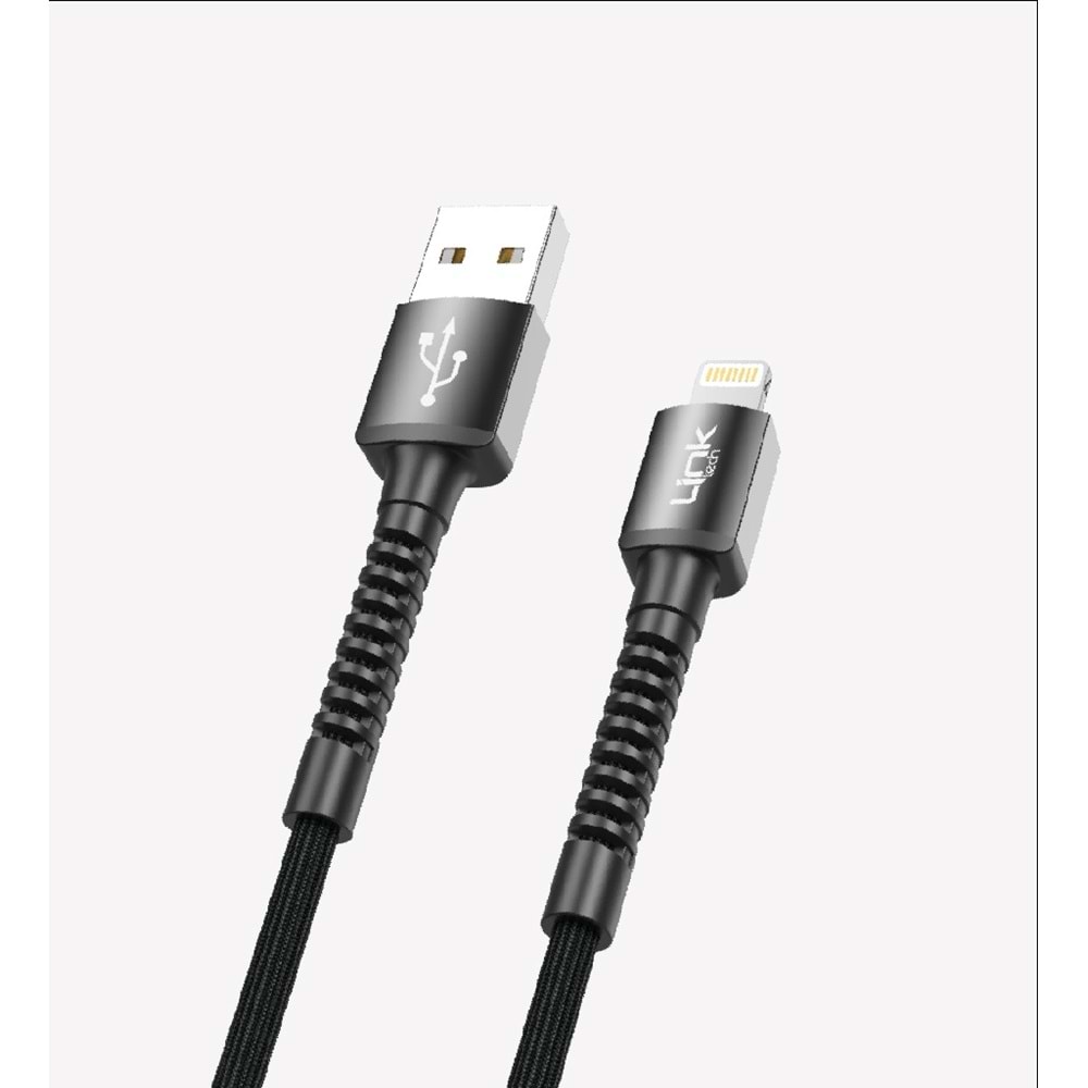 Link Tech K550 Siyah Safe 3A Örgülü Metal Başlı Lightning