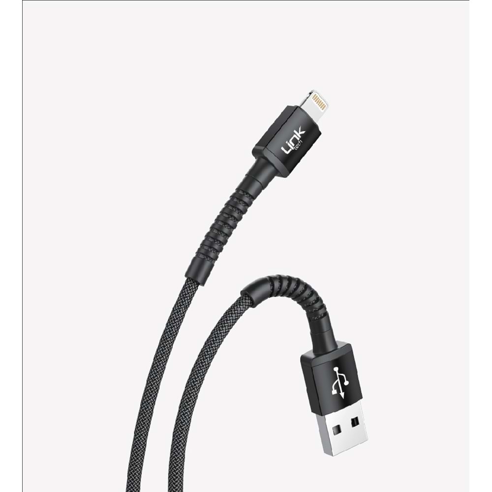Link Tech K550 Siyah Safe 3A Örgülü Metal Başlı Lightning