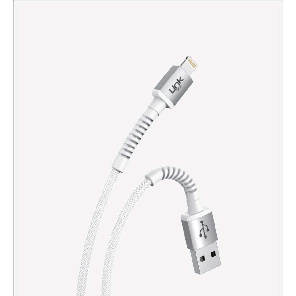 Link Tech K550 Beyaz Safe 3A Örgülü Metal Başlı Lightning