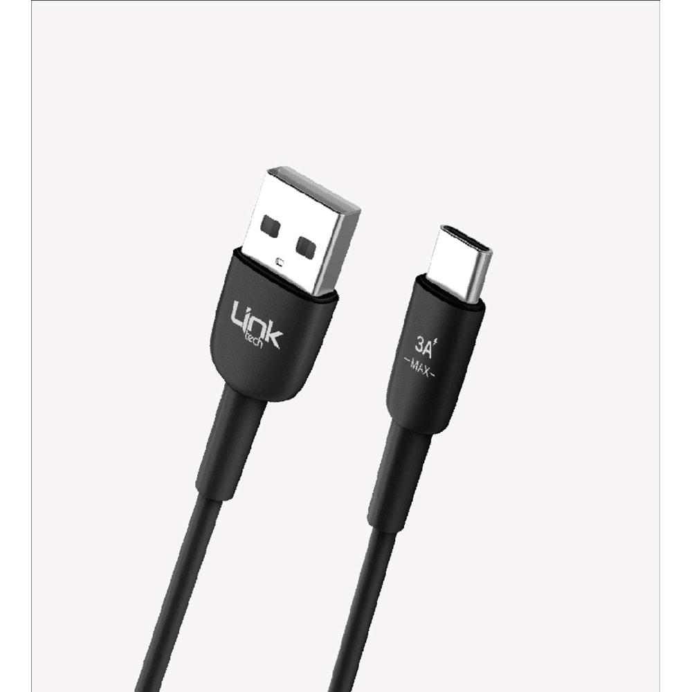 Link Tech K602 Siyah Safe Fast 1m 3A USB-A Tip-C Şarj Kablosu