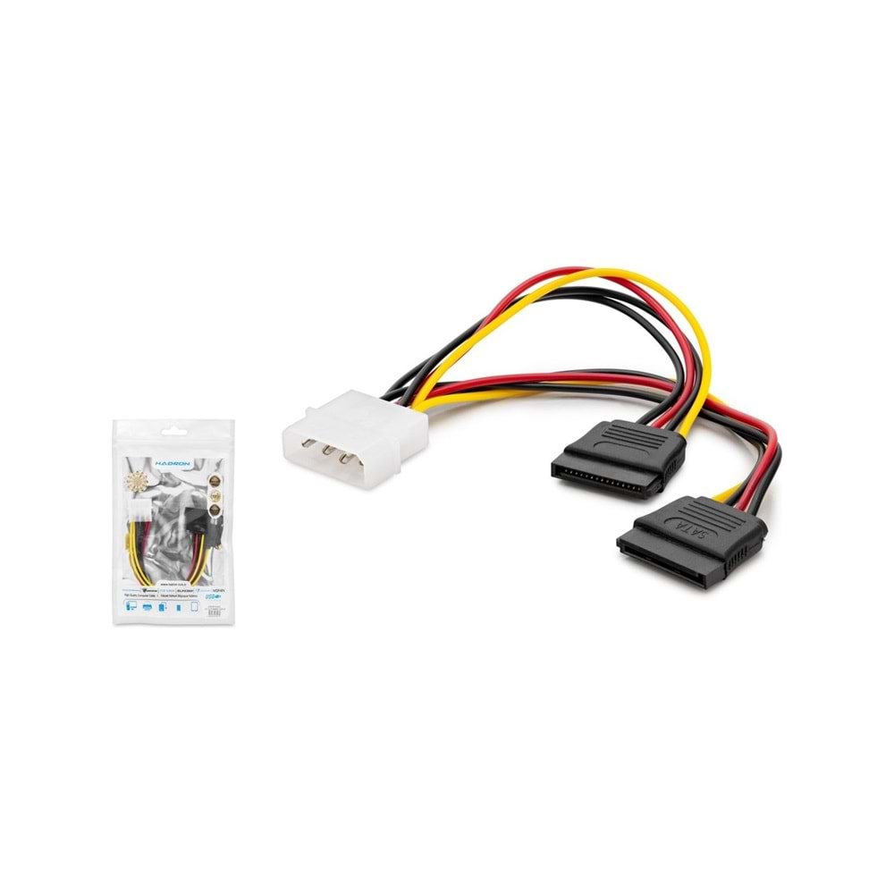 HADRON HDX5522 SATA Power Y Kablosu 2 in 1 20 cm - Siyah