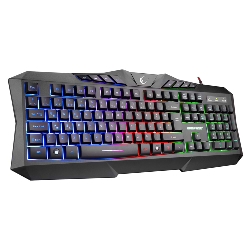 Rampage KM-404 ARGENTI Rainbow Aydınlatmalı USB Gaming Combo Q Klavye + Kulaklık + Mouse + Mousepad