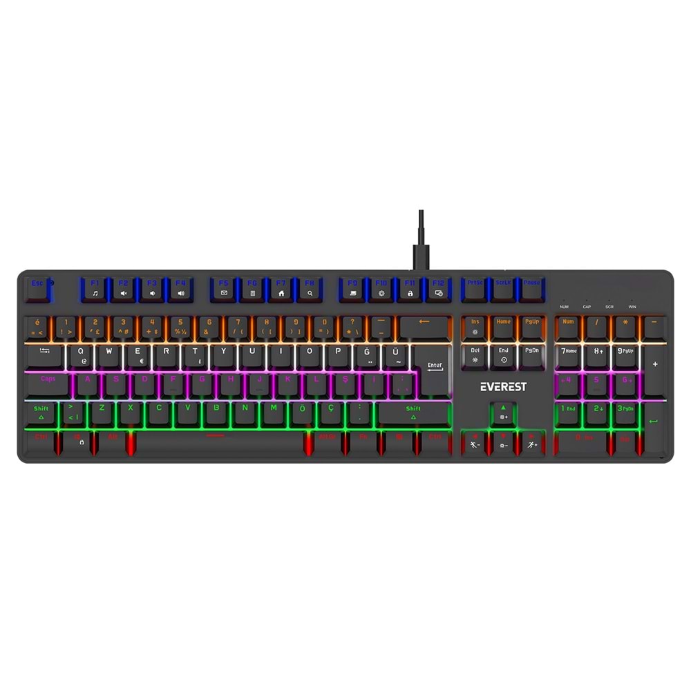 Everest KB-MK1 Lumos Siyah USB Rainbow Aydınlatmalı Red Switch Full Anti-Ghosting Mekanik Gaming Oyuncu Klavye