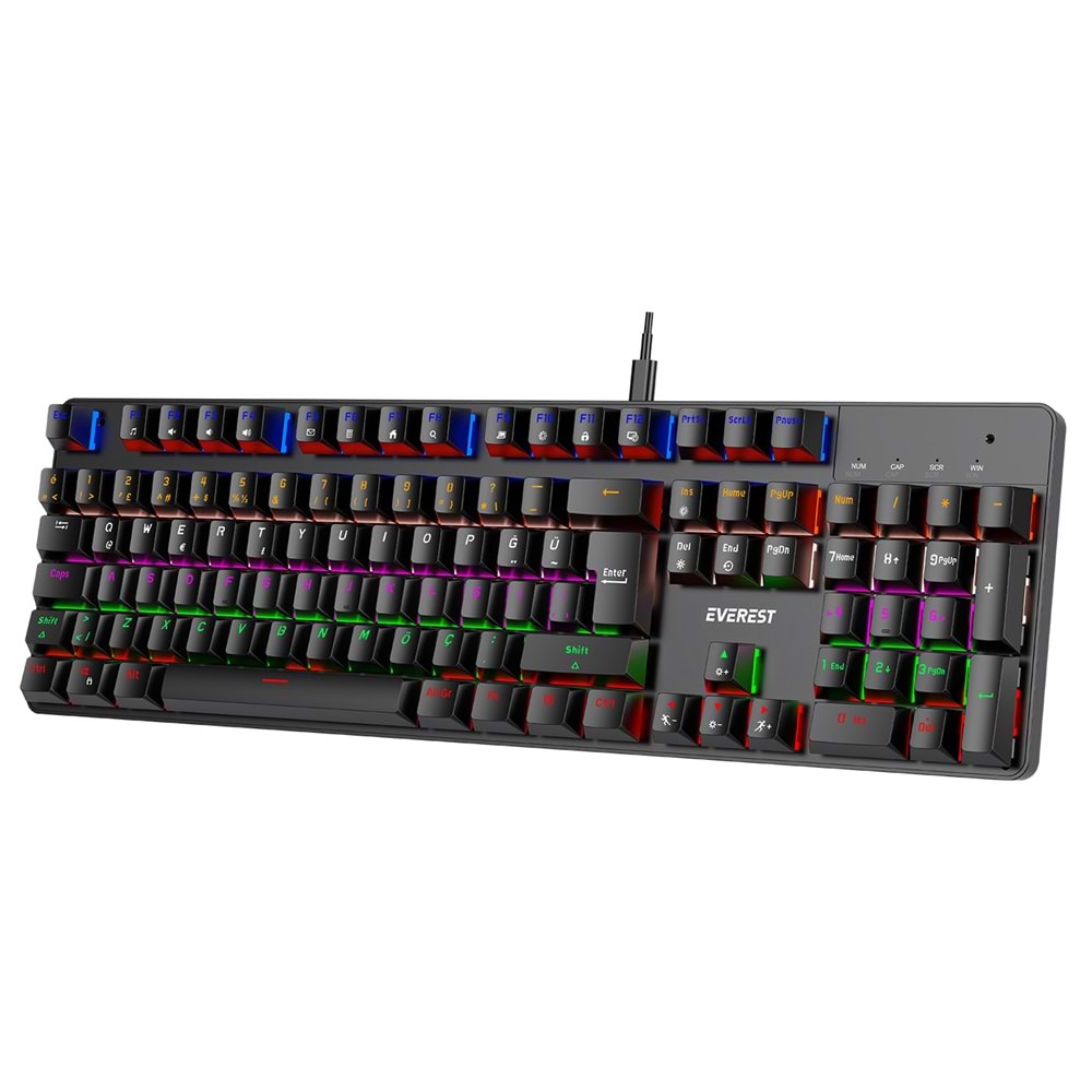 Everest KB-MK1 Lumos Siyah USB Rainbow Aydınlatmalı Red Switch Full Anti-Ghosting Mekanik Gaming Oyuncu Klavye