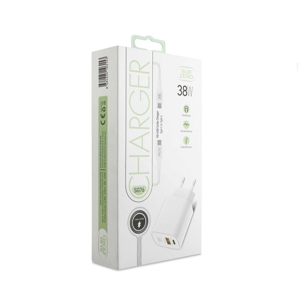 Subzero SG76 38W Usb/Pd Girişili Type-C Turbo Şarj Aleti