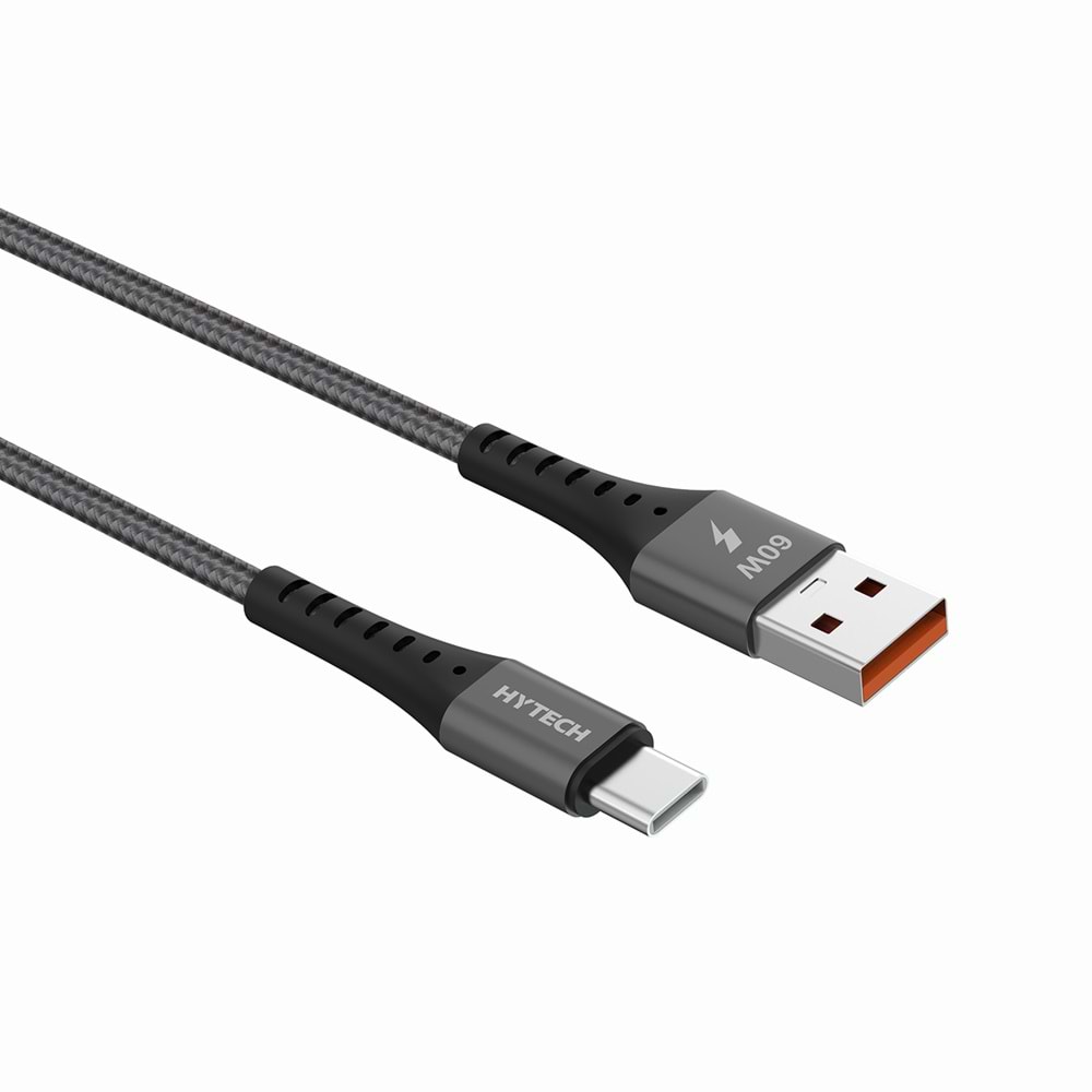 Hytech HY-X431 1M 3A Type-C Örgülü Koyu Gri Data + Şarj Kablosu