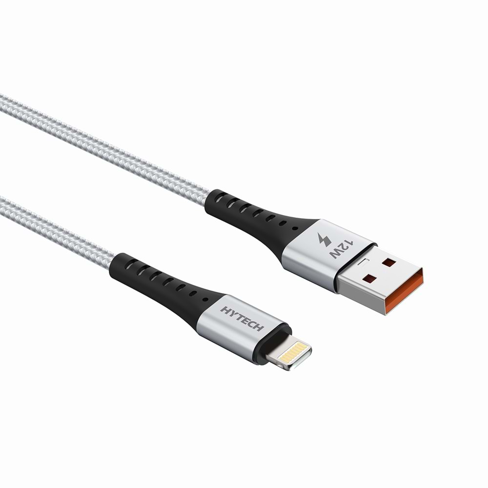 Hytech HY-X331 1m 2.4A Lightning Silver Gri Data + Şarj Kablosu