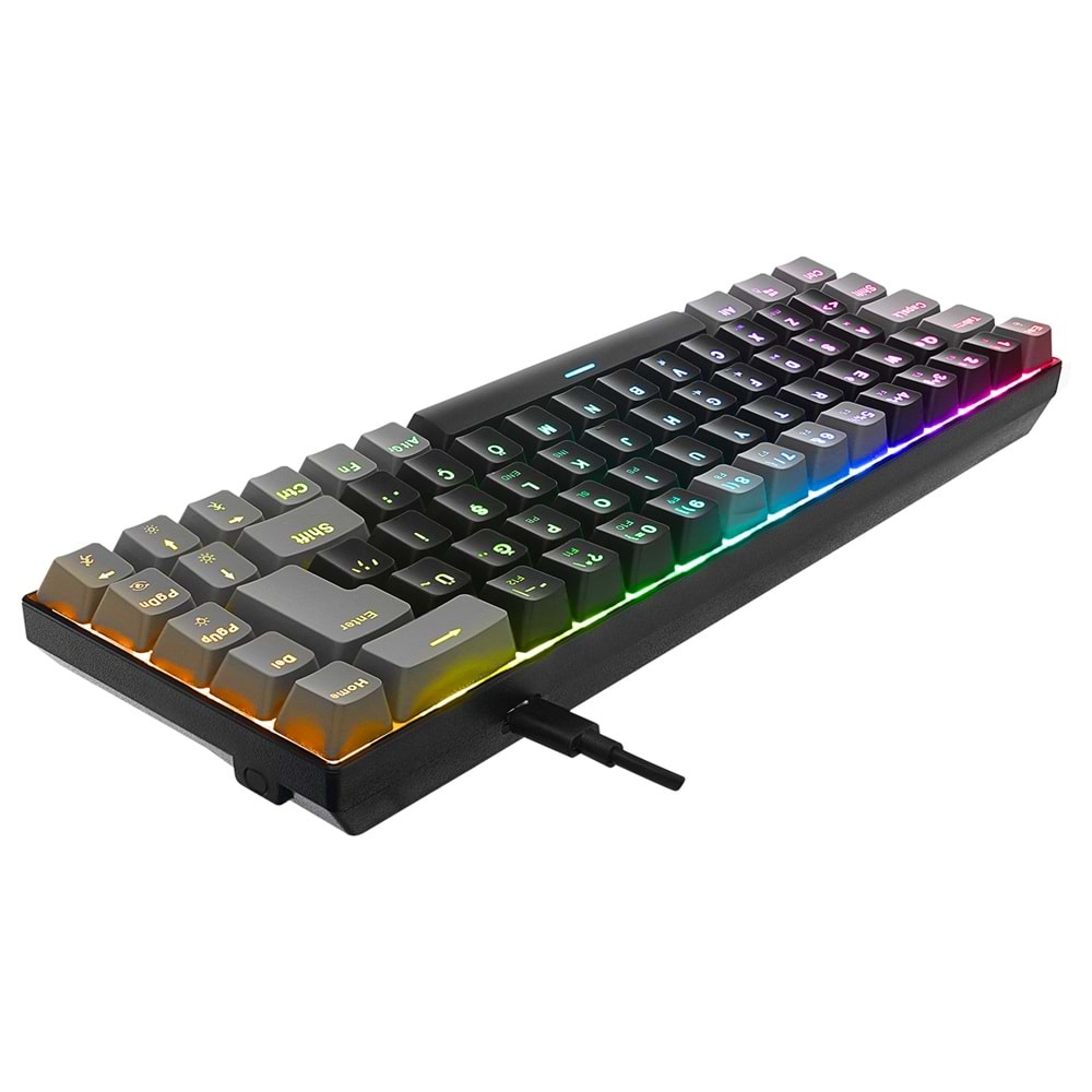 Acer eMachines EAK68 Siyah/Gri USB RGB Backlight RED SWITCH Mekanik Q 68 Tuşlu Mini Gaming Oyuncu Klavyesi