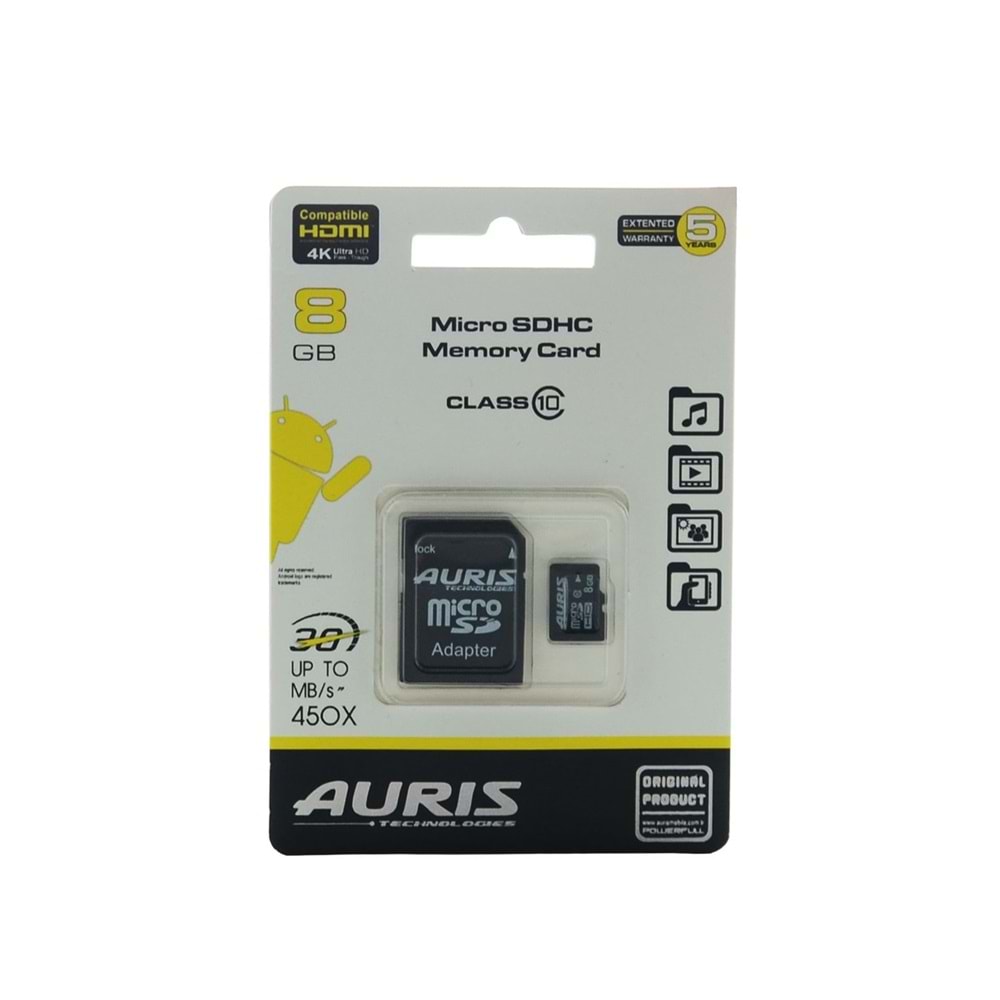 Aurıs 8GB Class 10 MicroSD Hafıza Kartı