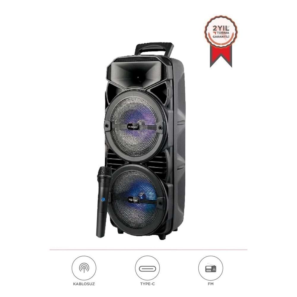 KTS-2411 Kablosuz Mikrofonlu 5.0 Bluetooth Hoparlör Fm Radyo Speaker
