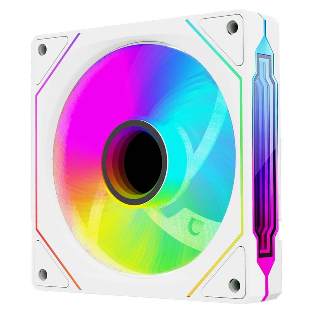 Rampage 7C-120B 120*120*25mm Double Ring Aynalı ARGB Beyaz Kasa Fanı