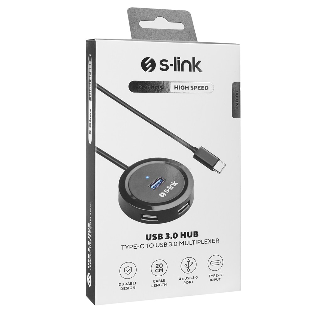 S-link SW-U340 4 Port Usb 3.0 Gri Type-C Hub