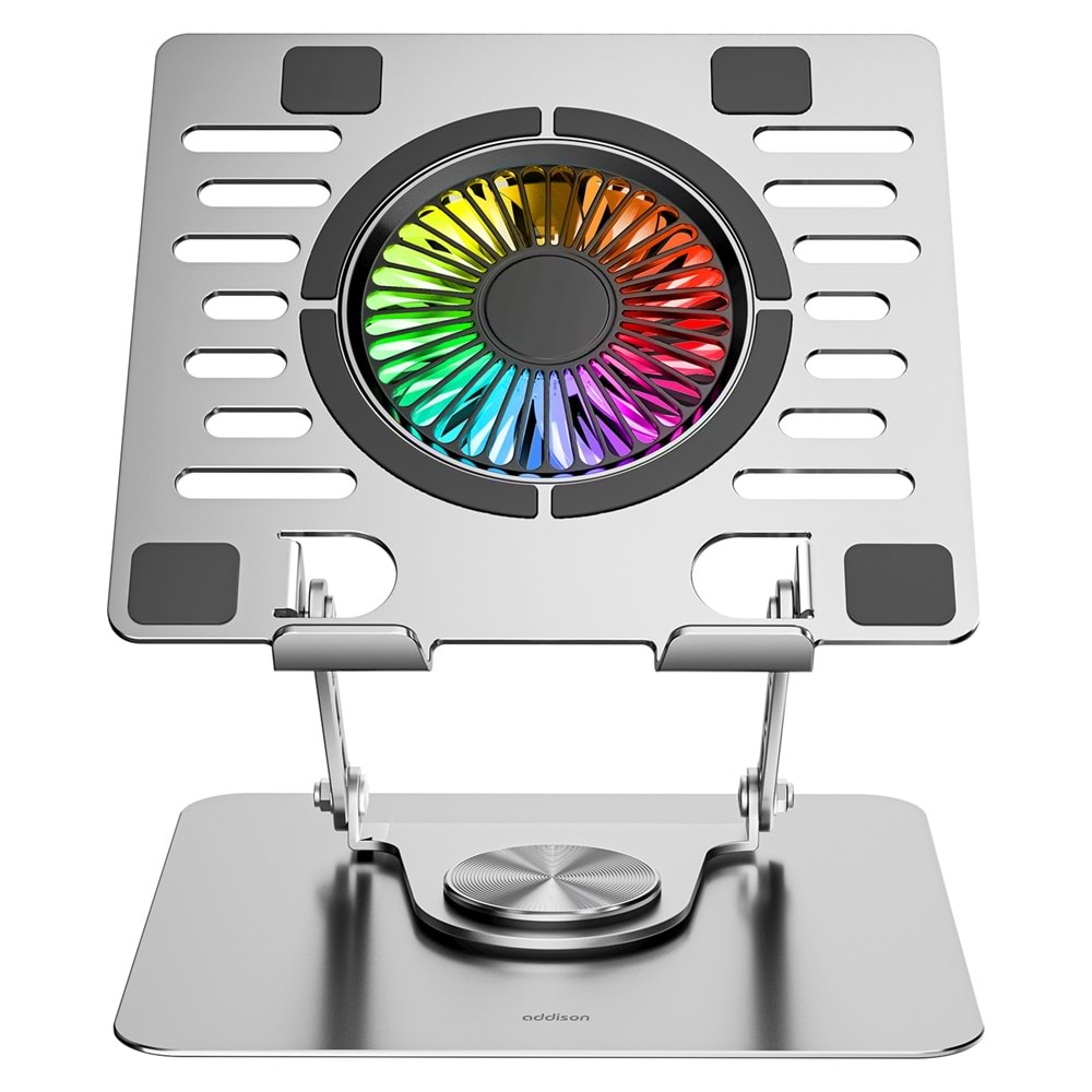 Addison AD-RC35 360 Derece Dönebilen Fanlı RGB Işıklı Ayarlanabilir Metal Laptop Stand