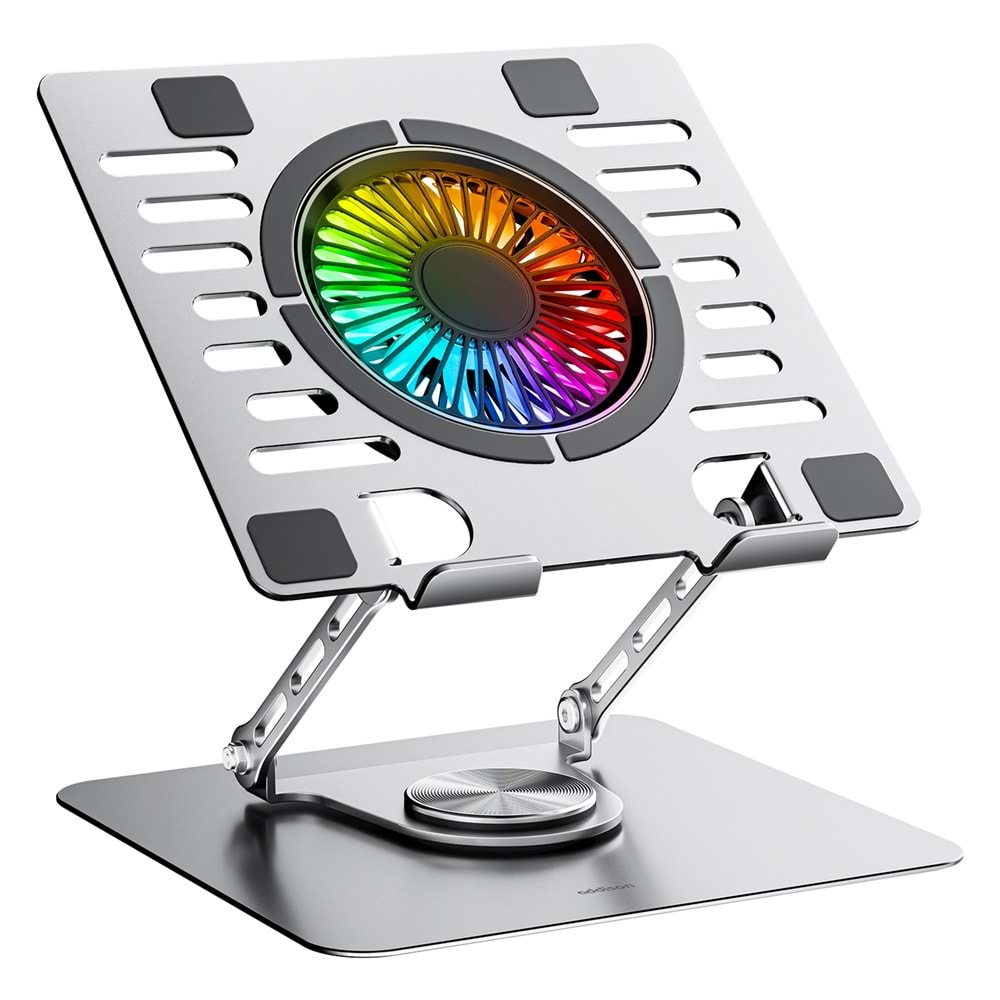 Addison AD-RC35 360 Derece Dönebilen Fanlı RGB Işıklı Ayarlanabilir Metal Laptop Stand
