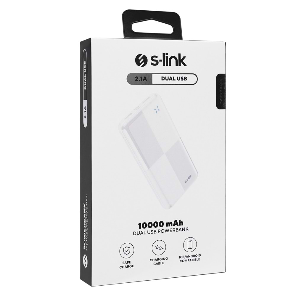 S-link IP-G12N 10000mAh Micro+Usb+ Type-C Giriş+Çıkış Beyaz. Taşınabilir Pil Şarj Cihazı Powerbank